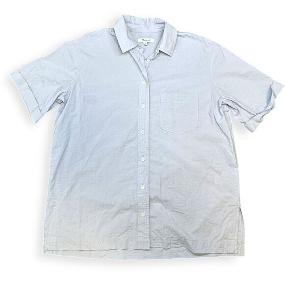 MADEWELL Women’s Periwinkle Signature Poplin Short Sleeve Button Down Shirt Size - Picture 2 of 6